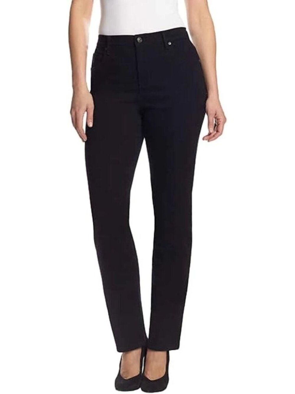 Gloria Vanderbilt Amanda Black Denim Womens Straight-Leg Jeans Size 8